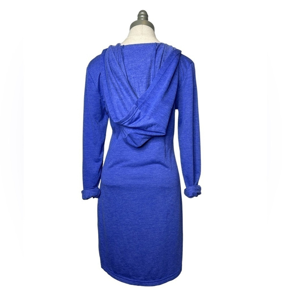 Nouveau Pajama Drama Blue Cozy Hooded Long Sleeve Sleep Dress NightGown Medium - Picture 8 of 12